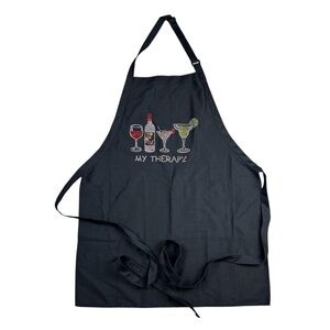 Rhinestone Embellished Bib Apron “My Therapy” Wine Martini Margarita